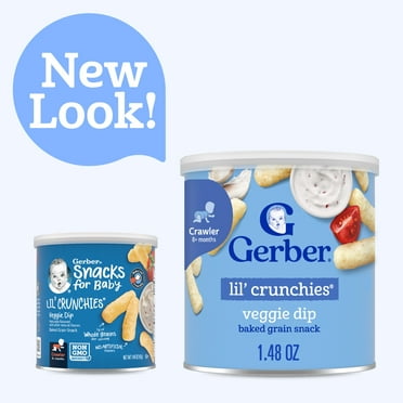 Gerber Stage 3 Baby Food, Veggie Dip Lil Crunchies, 1.48 oz Canister