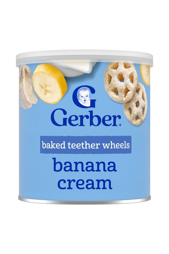 Snacks for Baby Teether Wheels, Banana Cream, 1.48 oz Canister