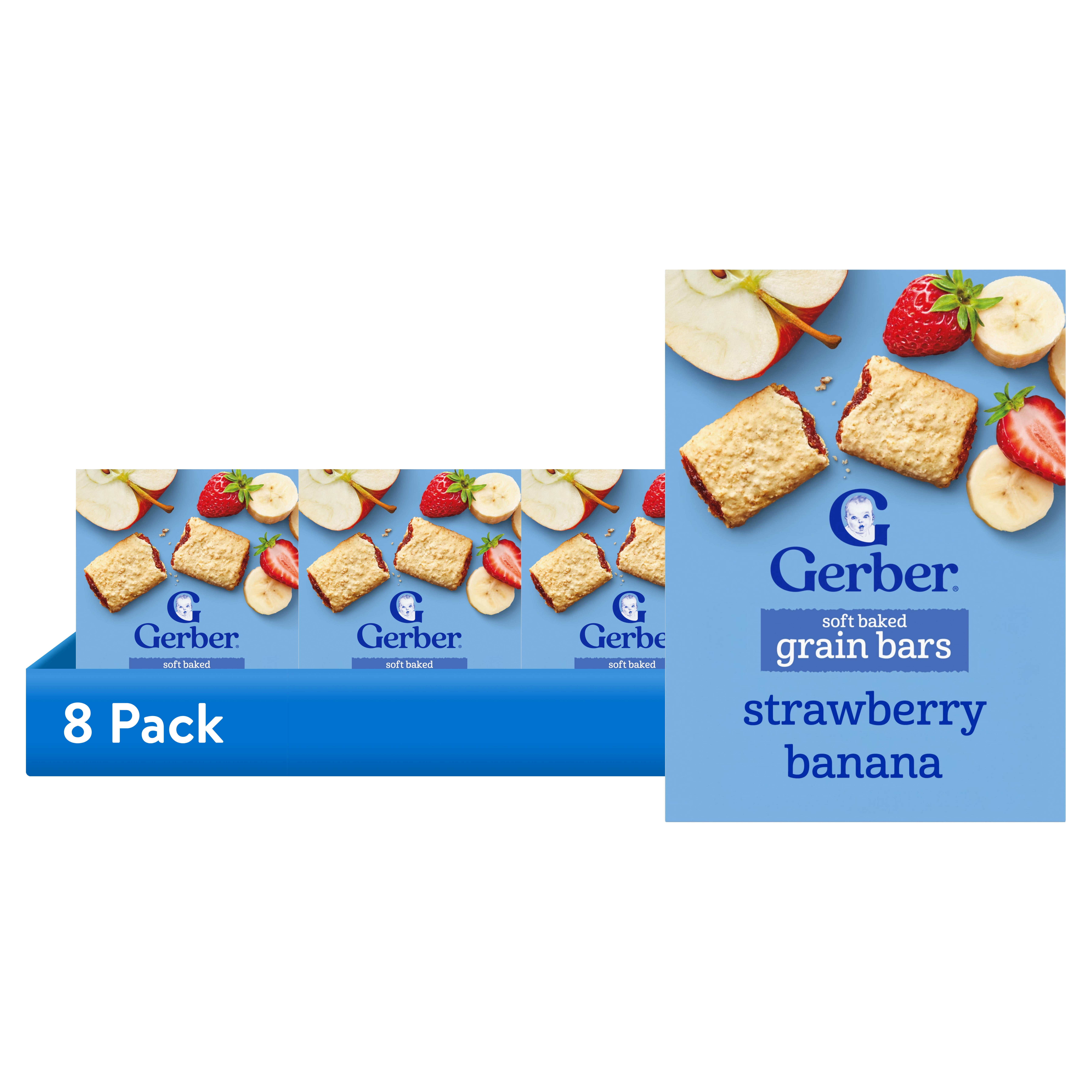 (8 pack) Gerber Toddler Snacks, Soft Baked Grain Bars, Strawberry Banana