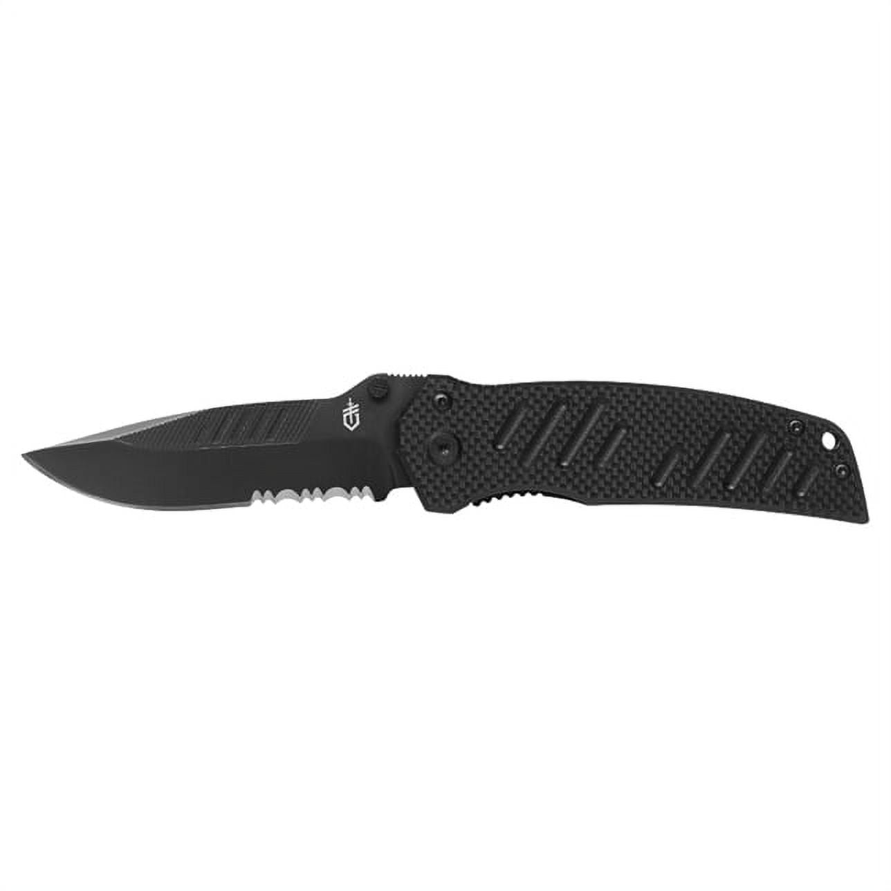 Gerber Swagger Knife, Black, Serrated Edge, Drop Point, G-10 Handle ...