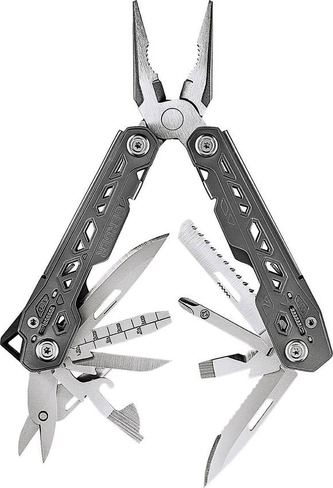 Gerber Gear Truss Multitool with 17 Tools: Pocket Knife, Can Opener, Scissors, Pliers and more, 4.35  Closed (30-001343N) Gray