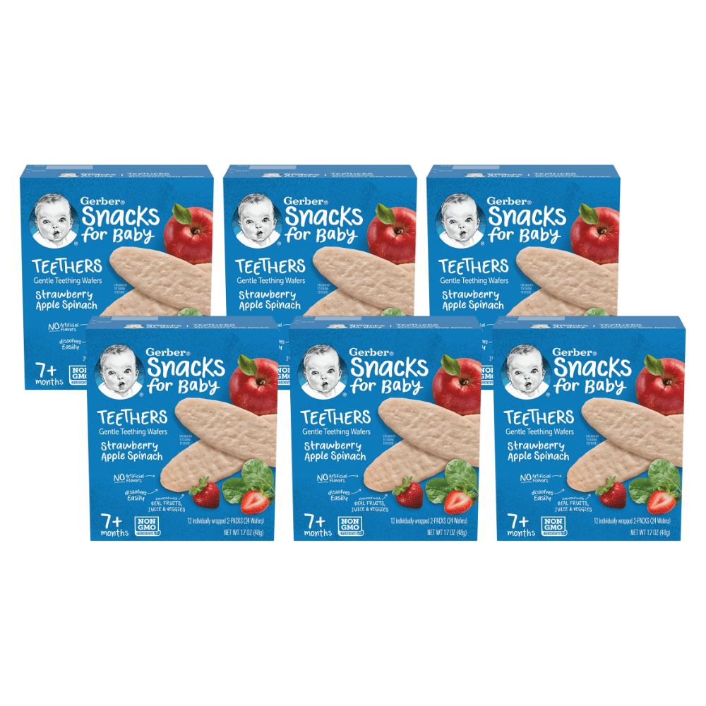 Gerber Teethers Gentle Teething Wafers, Strawberry Apple Spinach 1.7