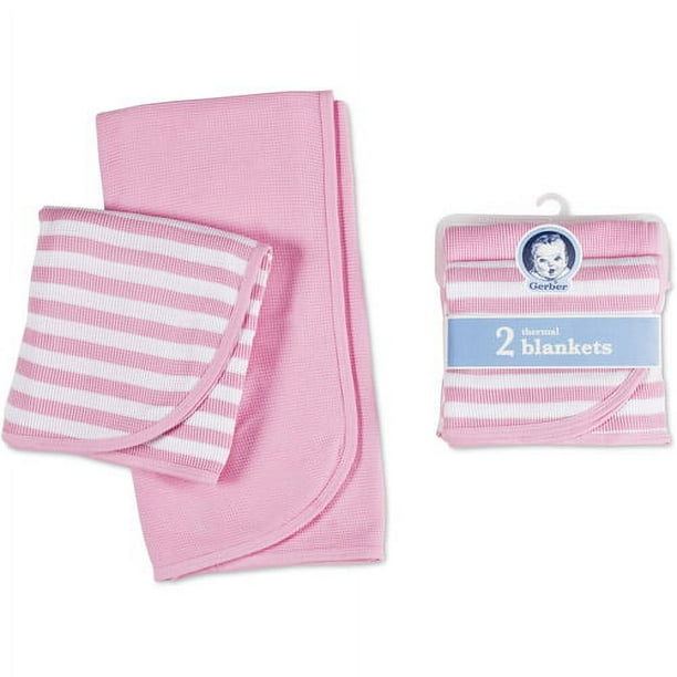 Gerber Thermal Receiving Blankets, Pink, 2Pack