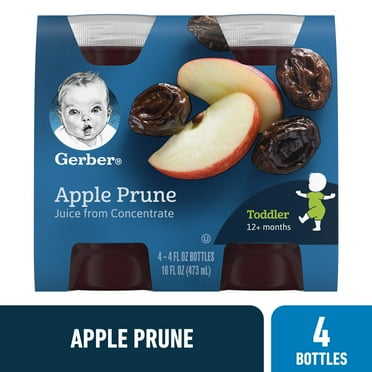 Gerber Toddler Baby Food, Apple Prune Fruit Juice from Concentrate, 4 fl oz Bottle (4 Pack)