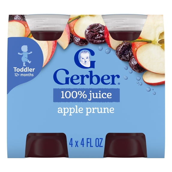 Gerber Fruit Juice, Apple Prune, 4 fl oz Bottle (6 Pack)