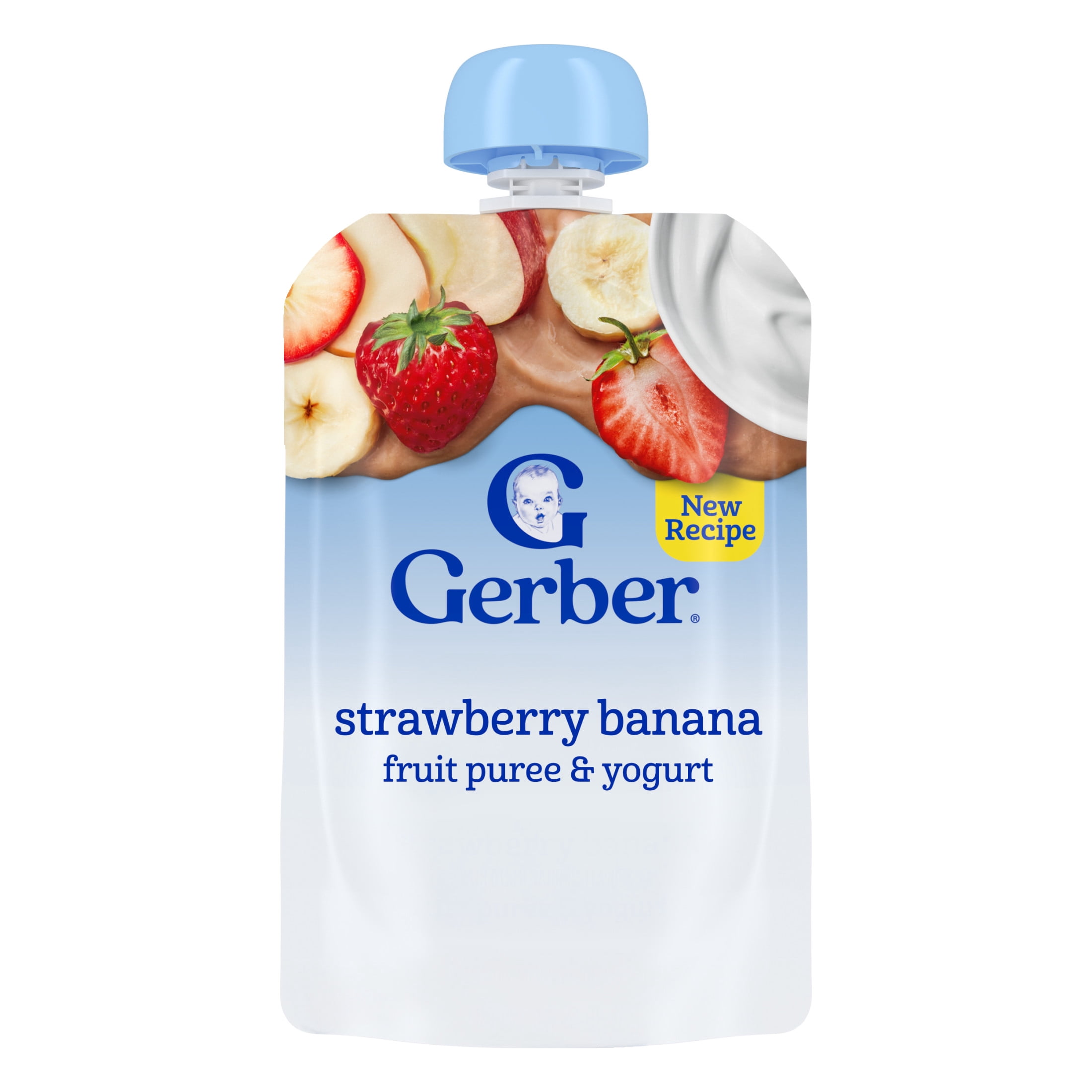 Gerber Toddler Food, Strawberry Banana, Fruit Puree and Yogurt Baby Pouches