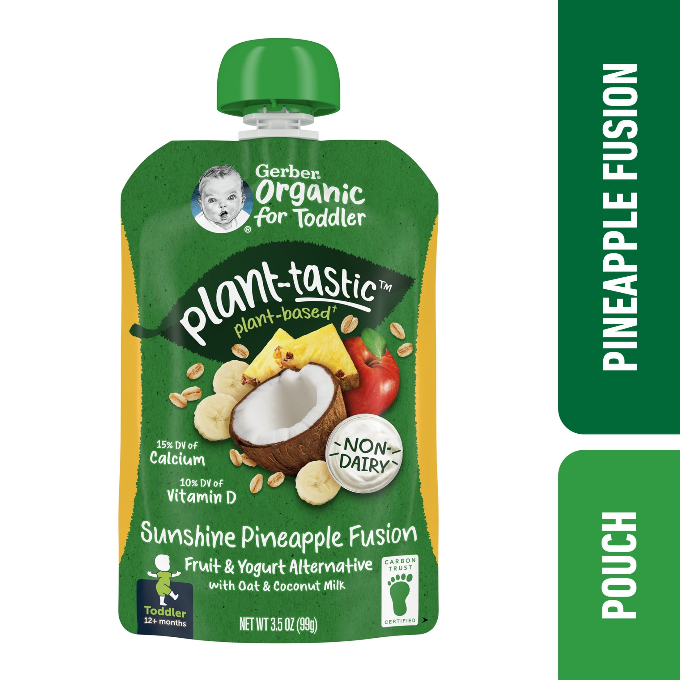 Gerber Toddler Baby Food, Sunshine Pineapple Fusion, Fruit and Yogurt Alternative with Oat and Coconut Milk, 3.5 oz 12 ea