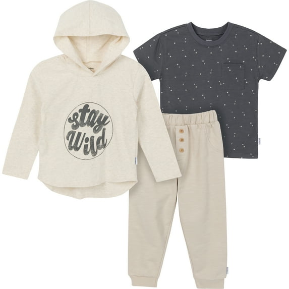 Gerber Toddler Boy Top, Hooded Top and Joggers, 3-Piece, Sizes 2T-5T