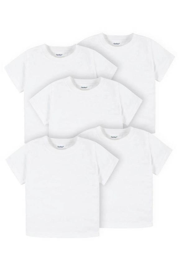 Toddler Boy or Girl Gender Neutral 5-Pack Short Sleeve Tee, Sizes 12 Months-5T