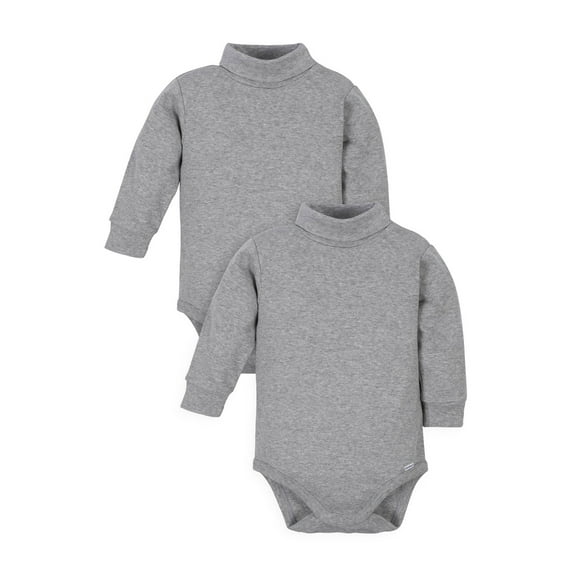 Gerber Toddler Boy or Girl Gender Neutral Long Sleeve Turtleneck Onesies Bodysuits, 2-Pack