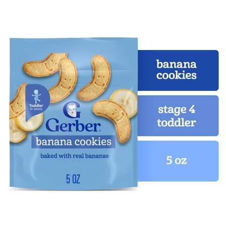 Gerber Toddler Snacks, Banana Cookies, Toddler Cookies, Finger Foods, Snacks for Toddlers 5 oz