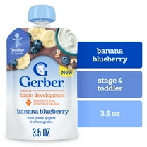 Gerber Toddler Food, Banana Blueberry, Fruit Puree, Yogurt & Whole Grains Pouches 3.5 oz