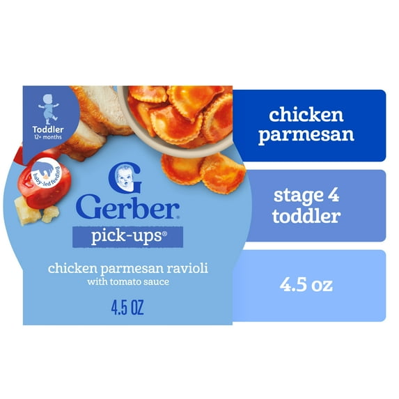 Gerber Pick-Ups Chicken and Parmesan Cheese Ravioli in Tomato Sauce Toddler Meals, 4.5 Oz Tray