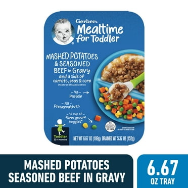 Gerber Toddler Food, Mashed Potatoes & Seasoned Beef in Gravy with Vegetables Entree, 6.6 oz