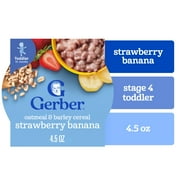 Gerber Toddler Food, Oatmeal and Barley Strawberry Banana Cereal, Toddler Oatmeal 4.5 oz