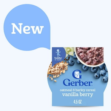 Gerber Toddler Food, Oatmeal and Barley Vanilla Berry Cereal, Toddler Oatmeal 4.5 oz