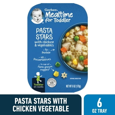 Gerber Toddler Food, Pasta Stars with Chicken and Vegetables Meal, 6 oz Tray