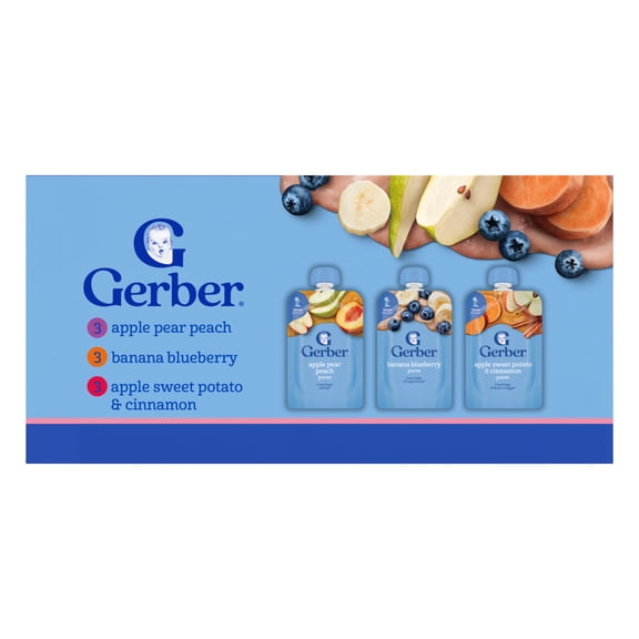 Gerber Fruit & Veggie Favorites, Toddler Food Variety Pack, 3.5 oz Pouches (9 Pack)