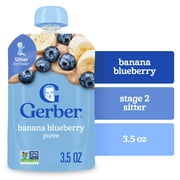 Gerber Stage 2 Baby Food, Banana Blueberry Puree, 3.5 oz Pouch​