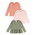 thumbnail image 1 of Gerber Toddler Girl 3-Pack Sleeve Tops Green/Pink/Coral, Sizes 2-5T, 1 of 9