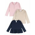 thumbnail image 1 of Gerber Toddler Girl 3-Pack Sleeve Tops Navy/Oatmeal/Violet, Sizes 2-5T, 1 of 9