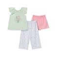 thumbnail image 1 of Gerber Toddler Girl 3-Piece Top, Pant and Short Pajama Set, Sizes 2T-5T, 1 of 12