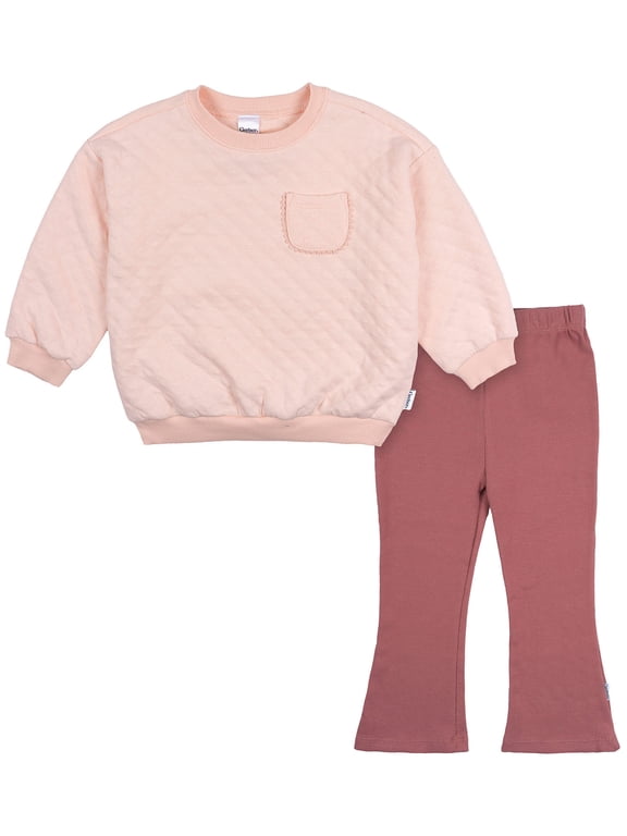 Toddler Girl Outfit Set Quilted L/S Top & Legging, Sizes (2T-5T)