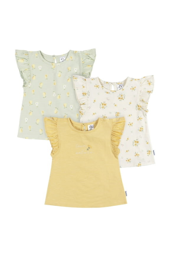 Toddler Girl Ruffle Sleeves T-Shirt, 3-Pack, Sizes 12 Months - 5T