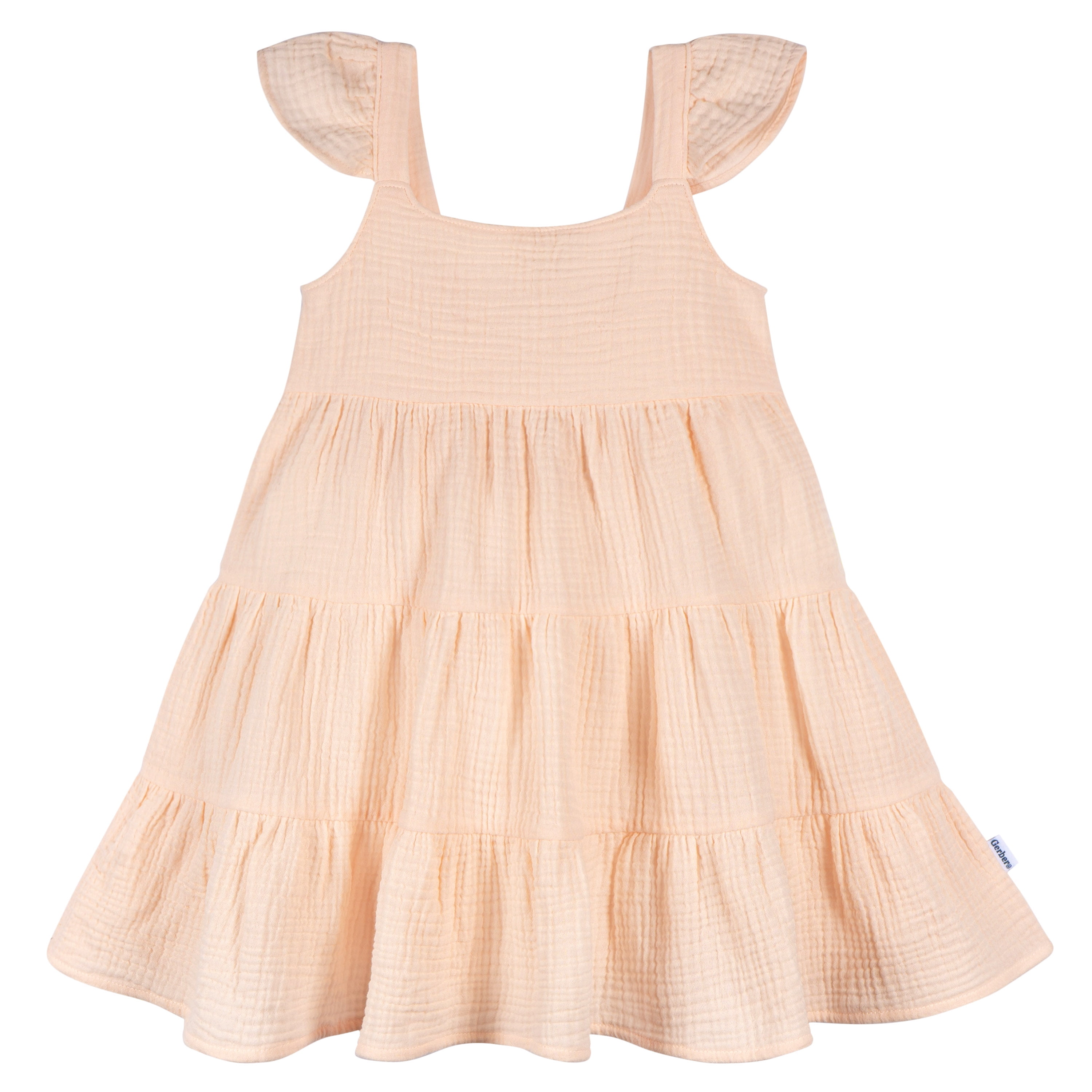 Gerber Toddler Girl Shoulder Ruffles Gauze Dress, 