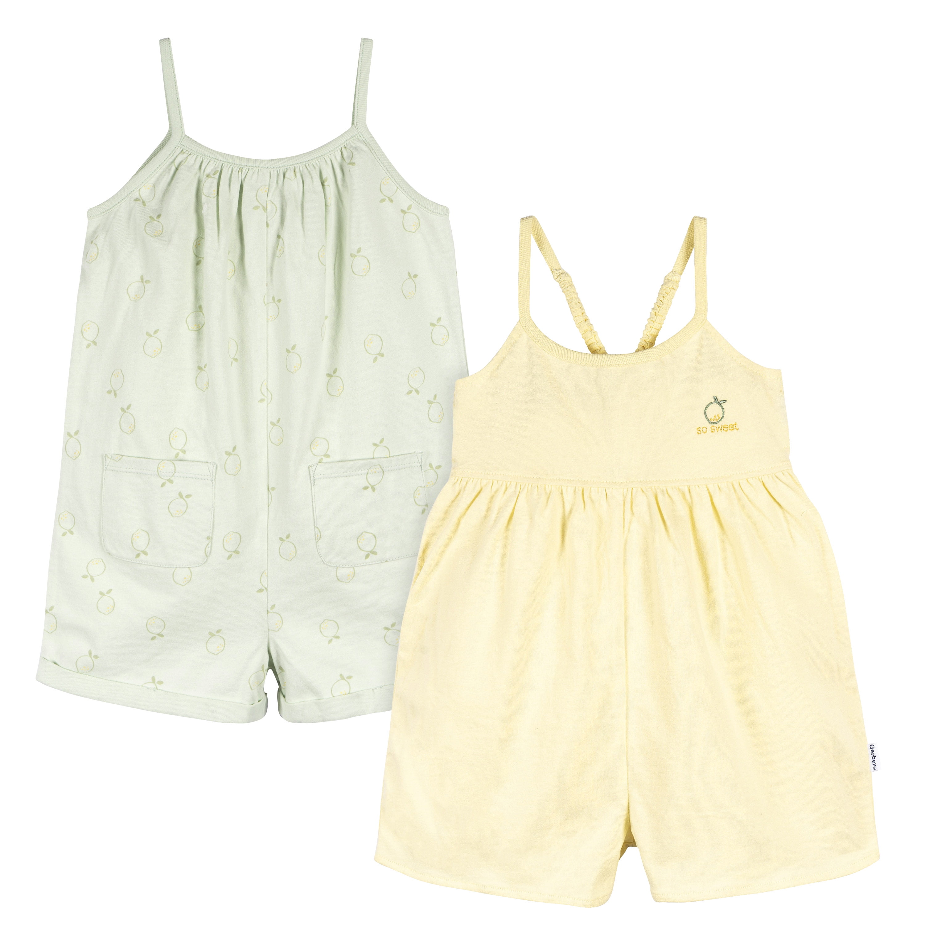 Gerber Toddler Girl Sleeveless Rompers, 2-Pack, Sizes 12 Months - 5T ...