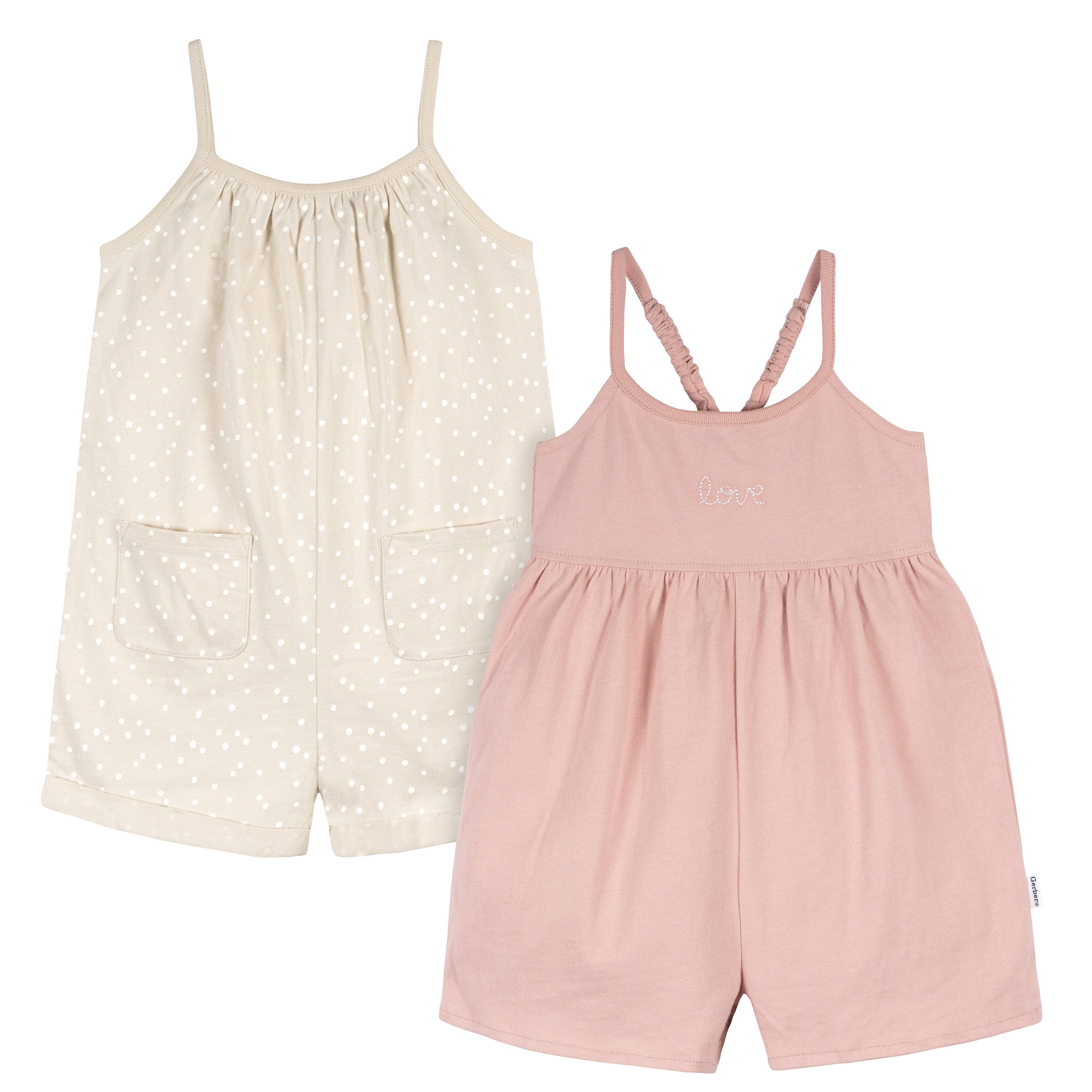 Gerber Toddler Girl Sleeveless Rompers, 2-Pack, Sizes 12 Months - 5T ...