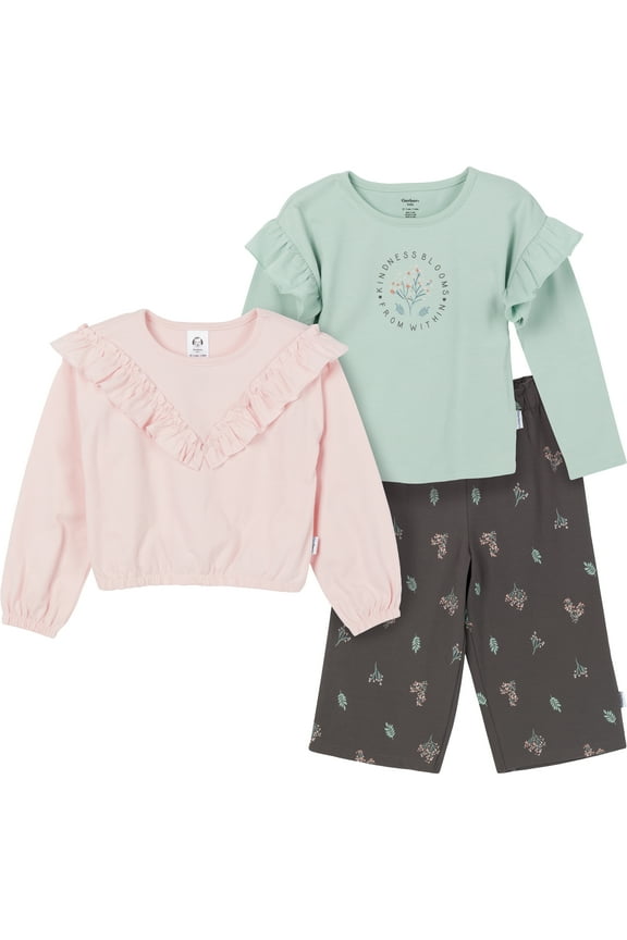Toddler Girl Tops and Pants Outfit Set, 3-Piece, Sizes 2T-5T