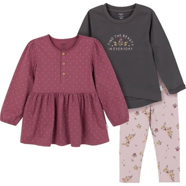 Gerber Toddler Girl Tunics and Legging Set, 3-Piece, Sizes 2T-5T
