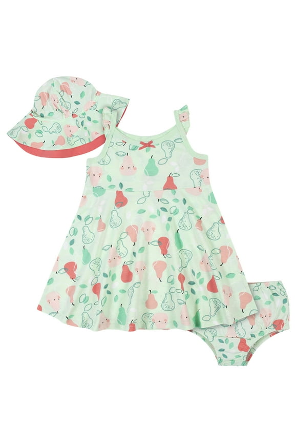 Toddler Girls Dress & Sun Hat Set 3-Piece (2T-5T)