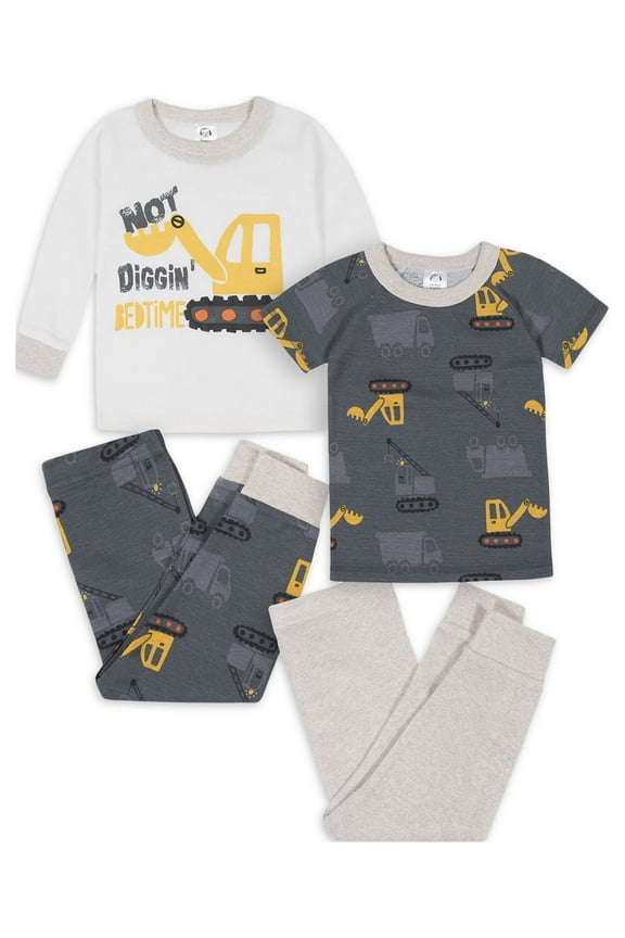 Toddler Neutral Snug Fit Cotton Pajamas, 4-Piece Set, Sizes 12 Months-5T