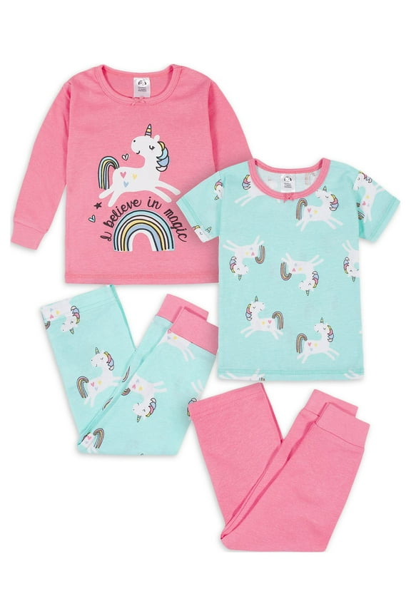 Toddler Neutral Snug Fit Cotton Pajamas, 4-Piece Set, Sizes 12 Months-5T