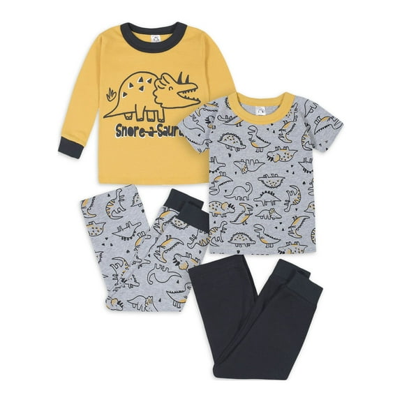Gerber Toddler Neutral Snug Fit Cotton Pajamas, 4-Piece Set, Sizes 12 Months-5T