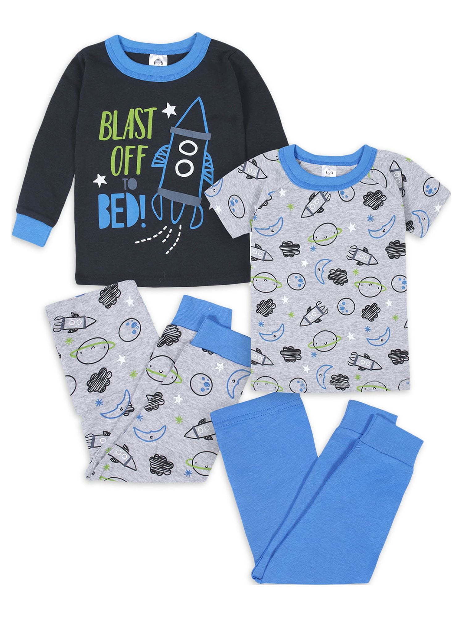 Gerber Toddler Neutral Snug Fit Cotton Pajamas, 4-Piece Set, Sizes 12 Months-5T