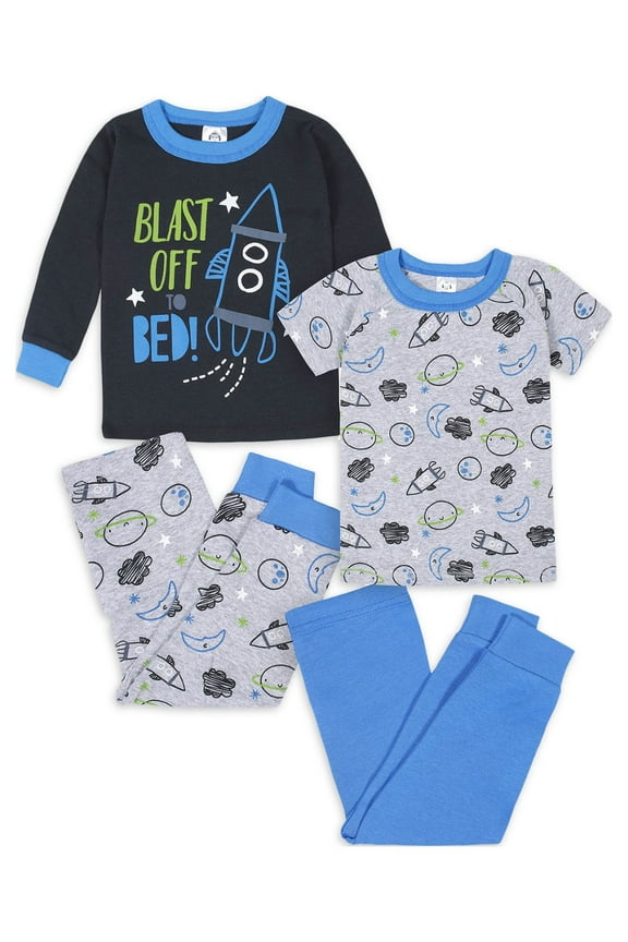 Toddler Neutral Snug Fit Cotton Pajamas, 4-Piece Set, Sizes 12 Months-5T