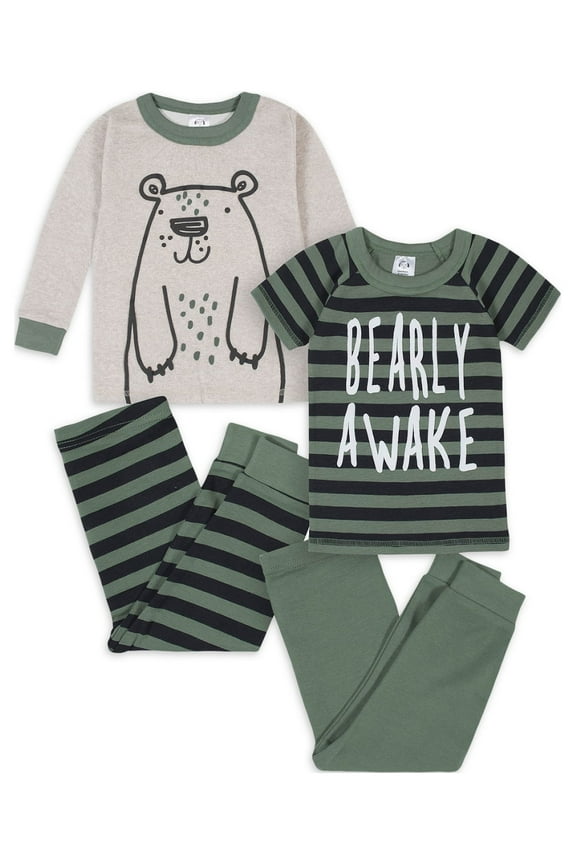 Toddler Neutral Snug Fit Cotton Pajamas, 4-Piece Set, Sizes 12 Months-5T