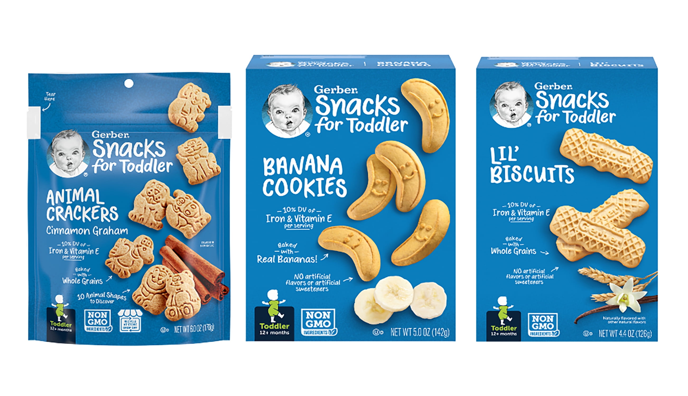 Gerber Toddler Snacks Variety Pack - Animal Cookies, Banana