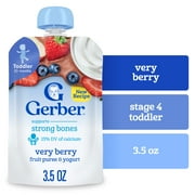 Gerber Toddler Snacks for Baby, Very Berry Fruit and Yogurt Snacks, 3.5 oz Pouch
