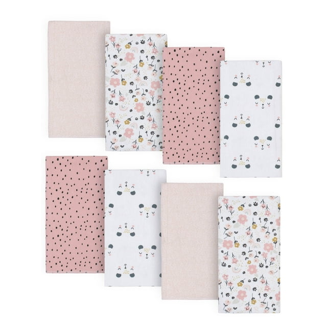 Gerber UnisexBaby 8Pack Cotton Flannel Burp Cloths Bear White 20x14