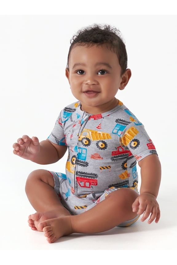 Unisex Baby Buttery Soft Short Sleeve Romper with Viscose Made from Eucalyptus, Sizes 0/3M-18M