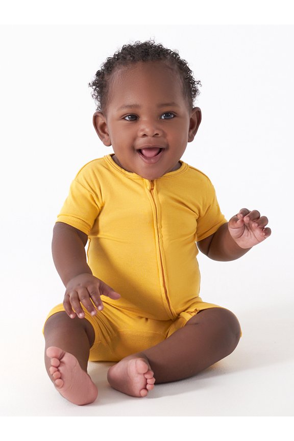 Unisex Baby Buttery Soft Short Sleeve Romper with Viscose Made from Eucalyptus, Sizes 0/3M-18M