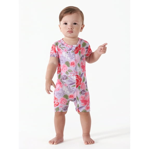 Gerber Unisex Baby Buttery Soft Short Sleeve Romper with Viscose Made from Eucalyptus, Sizes 0/3M-18M