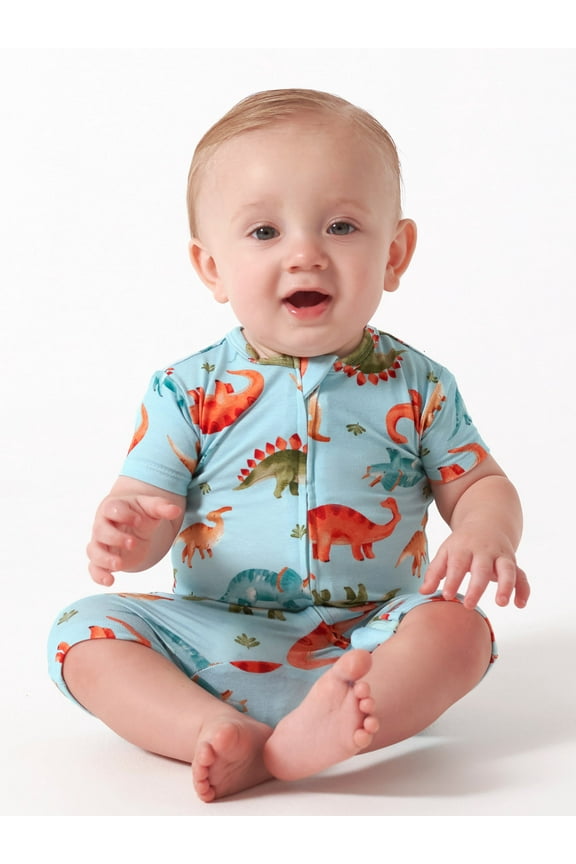 Unisex Baby Buttery Soft Short Sleeve Romper with Viscose Made from Eucalyptus, Sizes 0/3M-18M