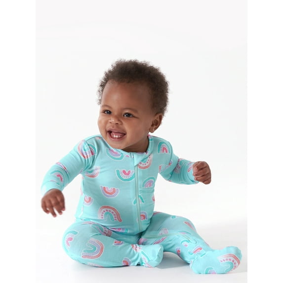 Gerber Unisex Baby Toddler Buttery Soft Footed Pajama 2-Way Zipper with Viscose Made from Eucalyptus, Sizes 0/3M - 4T