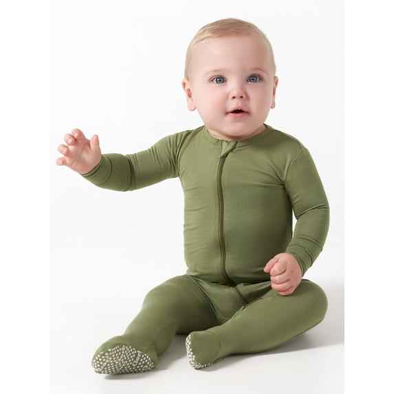 Gerber Unisex Baby Toddler Buttery Soft Footed Pajama 2-Way Zipper with Viscose Made from Eucalyptus, Sizes 0/3M - 4T