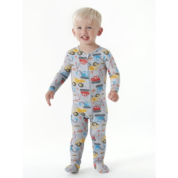 Gerber Unisex Baby Toddler Buttery Soft Footed Pajama 2-Way Zipper with Viscose Made from Eucalyptus, Sizes 0/3M - 4T
